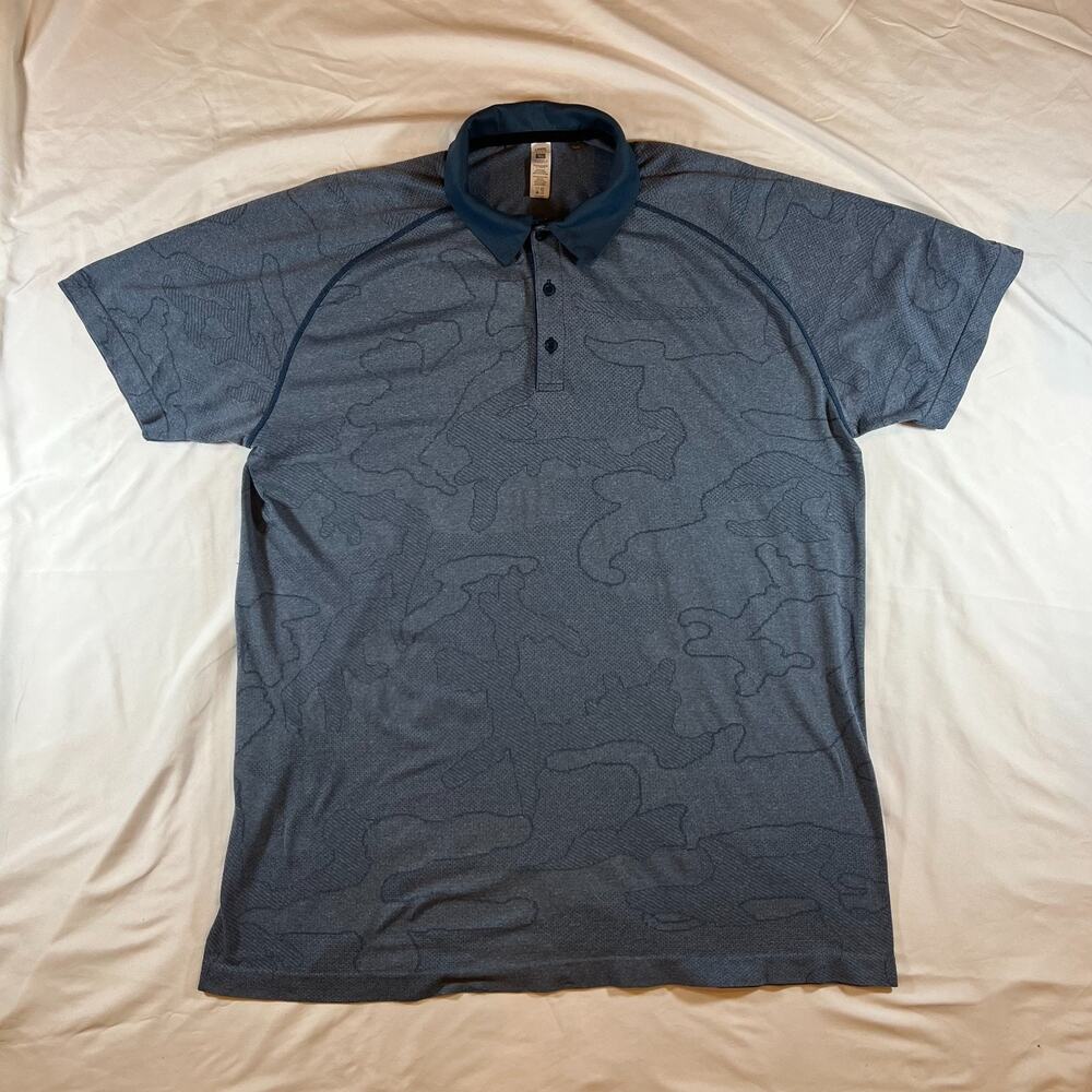 UNRL Camo Polo Shirt Mens XL Blue Short Sleeve Stretch Performance Golf Gear